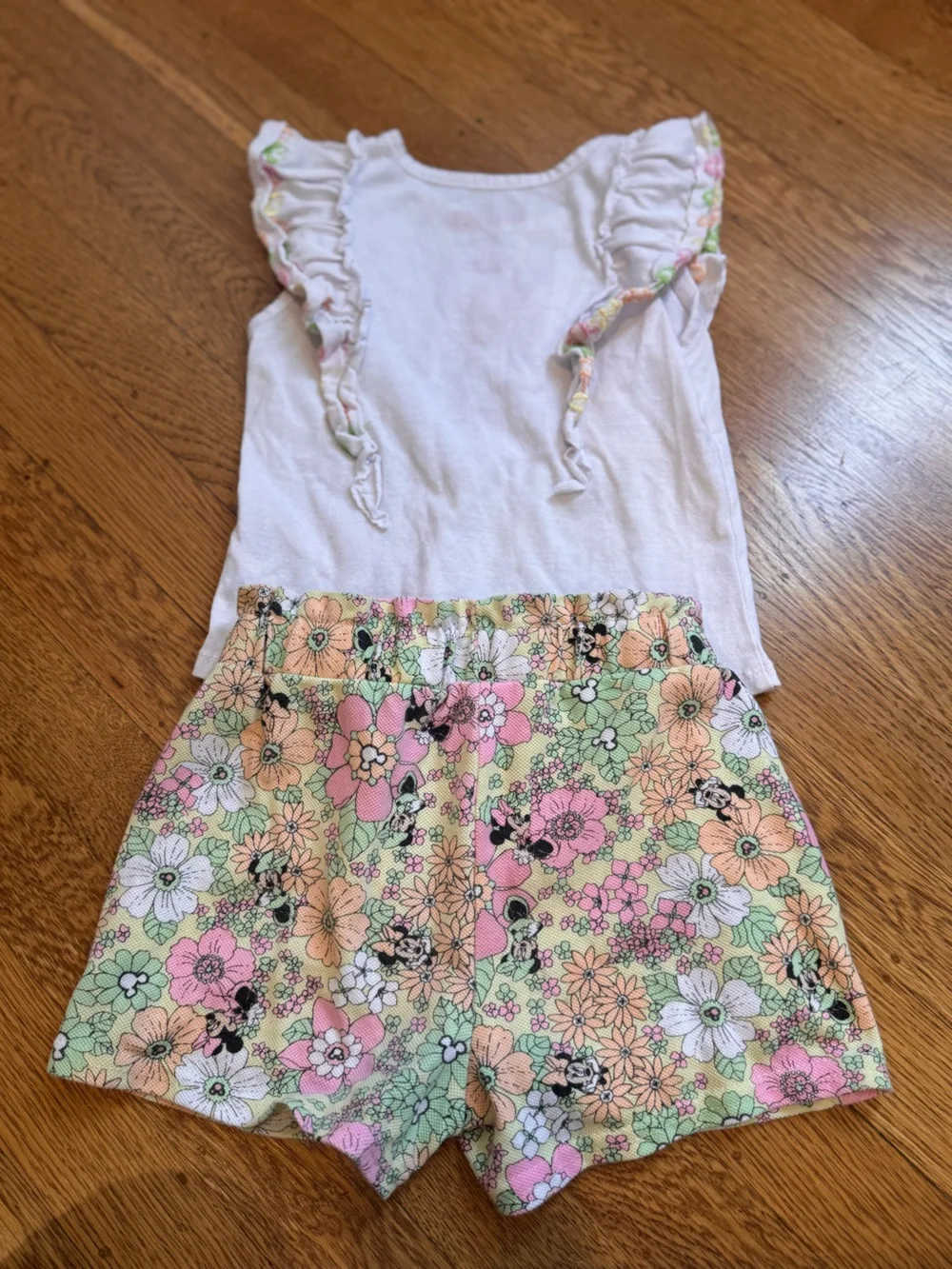 Disney Minnie Mouse Floral Two-Piece Outfit Short with Embroidered detail Sz 3T